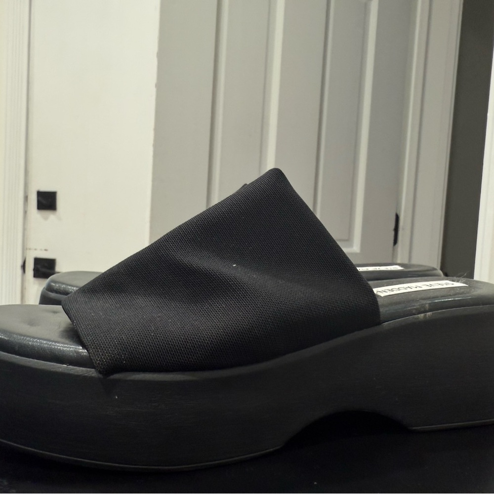 Black Platform Slide Sandals